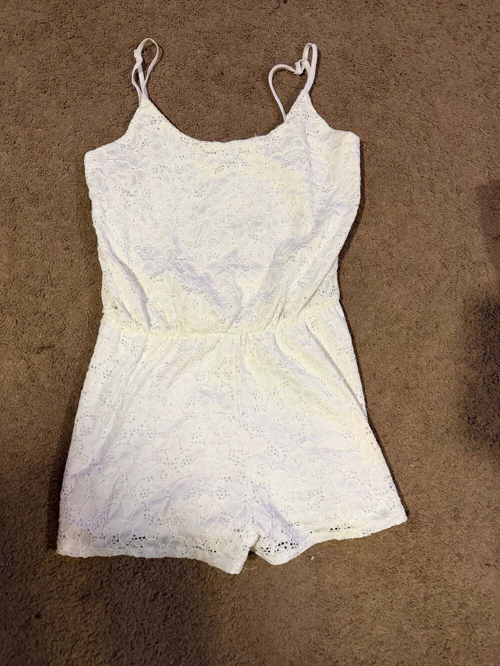 Ambiance White Lace Romper Size S